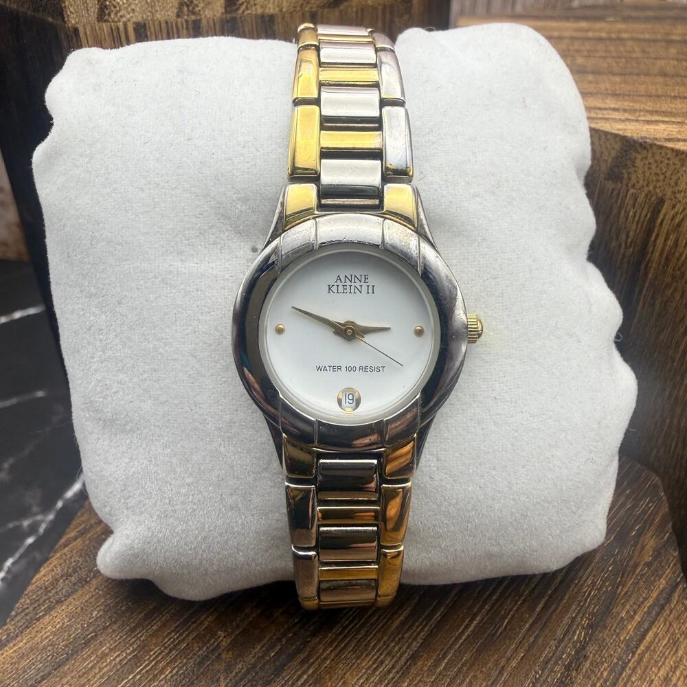 Vintage Anne Klein II Two Tone Date Bracelet Watch 10/6091